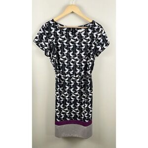 Coldwater Creek Womens Dress Sz‎ 12M Bird Silhouette Pattern Belt Whimsey